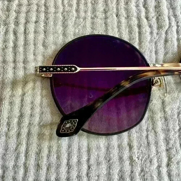 Ba&Sh Lucia Metal Black Round Sunglasses Blue Violet Undertone With Case - Picture 5 of 9